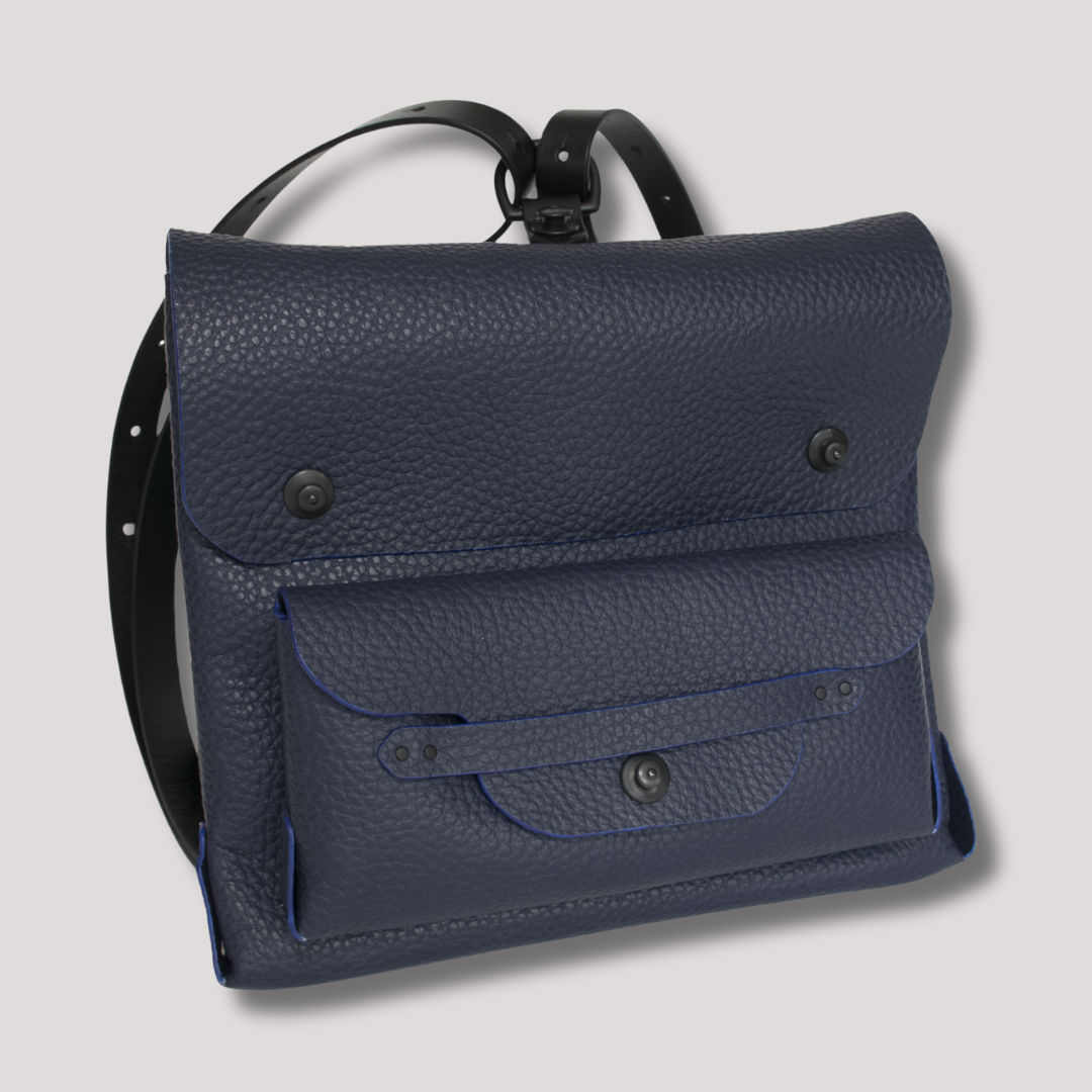 Satchel and Courtney Clutch Soft Italian Leather Navy