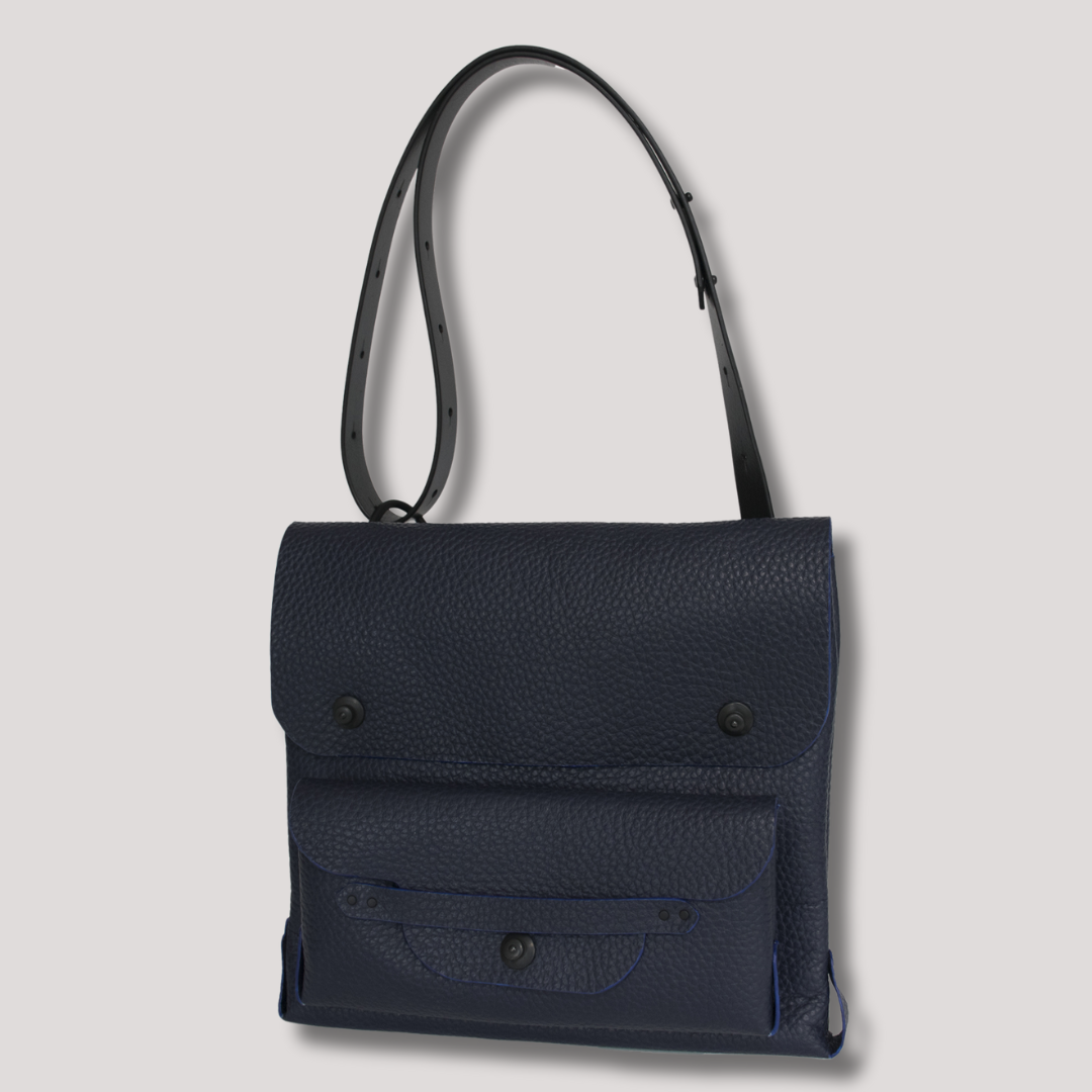 Satchel and Courtney Clutch Soft Italian Leather Navy