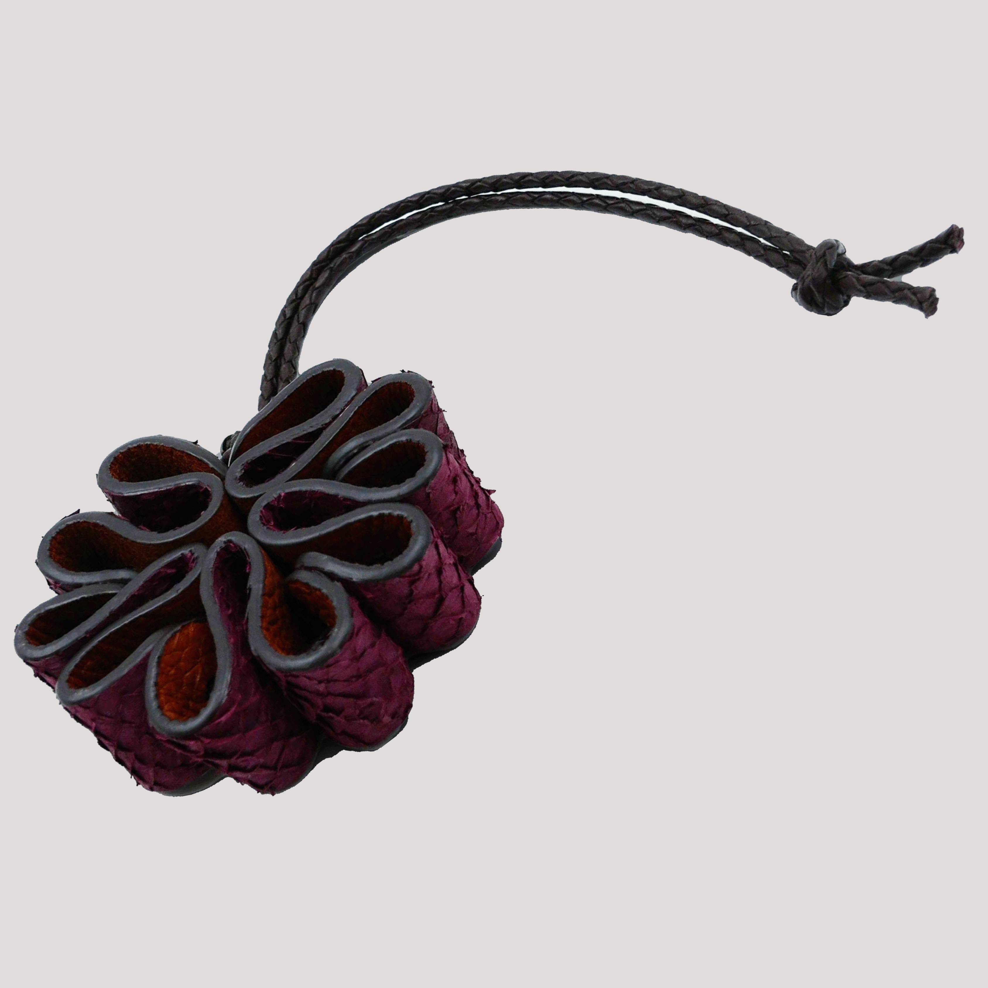 Pine Cone Bag Charm Salmon Burgundy